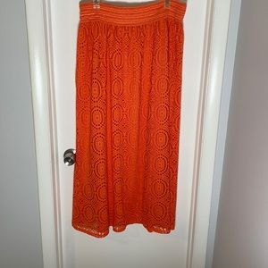 Coral lace maxi skirt